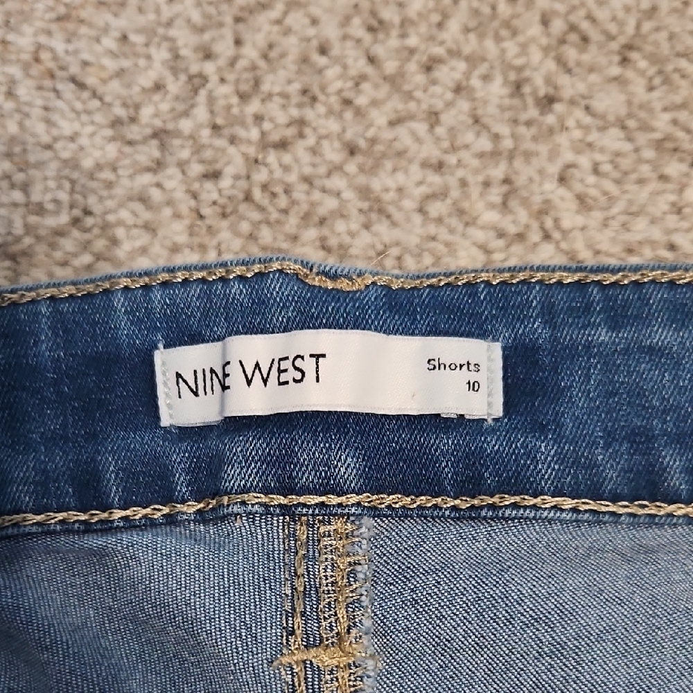 Nine West Blue Jean Shorts with Frayed Hem - Picture 3 of 4